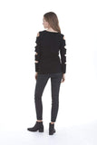Love Token Gabby Ladder Sleeve Sweater in Black - Saratoga Saddlery & International Boutiques