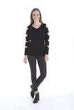 Love Token Gabby Ladder Sleeve Sweater in Black - Saratoga Saddlery & International Boutiques