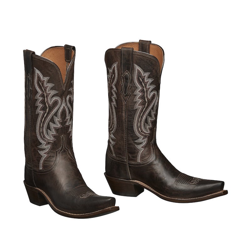 Lucchese Women's M5002 Cowgirl Boot Madras Goat Cassidy Boot Chocolate - Saratoga Saddlery & International Boutiques