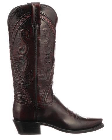 Lucchese Women's Darlene Black Cherry Goat Boot - N4788 - Saratoga Saddlery & International Boutiques