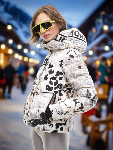 Womens Ski Jacket in Black White with Fin Raccoon M. Miller SK2826 Devon SS24
