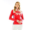 M.Miller Neige Snowflake Luxury Extra Fine Merino half zip sweater in RED ON SALE - Saratoga Saddlery & International Boutiques