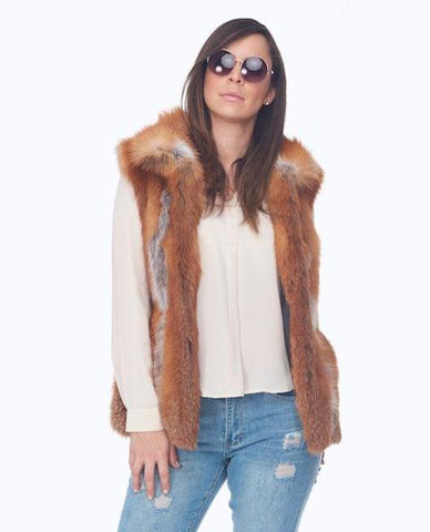 Dana Stein Angora Rabbit & Wool Fox Trimmed Triangle Cape