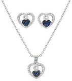 Montana Silversmiths JS3029 Blue Curlicued Cerulean Heart Jewelry Set - Saratoga Saddlery & International Boutiques