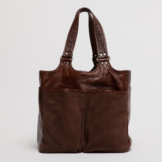 Moore & Giles Belle Picnic Tote in Nubuck Bison Chocolate - Saratoga Saddlery & International Boutiques