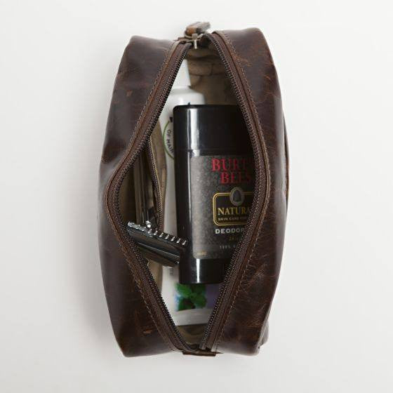 Moore & Giles George Mini Dopp Kit in Titan Milled Brown - Saratoga Saddlery & International Boutiques