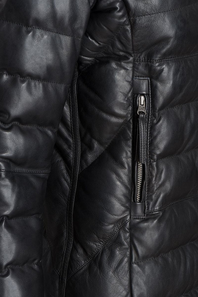 Parajumpers Women's Demi Leather Coat in Black saratoga saddlery