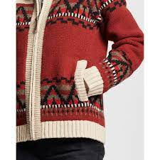 Pendleton Women's Red Alpine Lambswool Zip Cardigan TC545