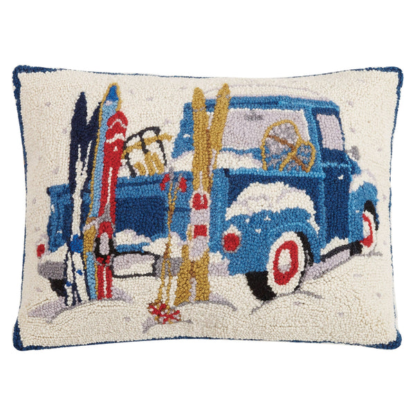 Ski Pillow for your Ski Lodge Home Decor Blue Truck Designed by Mary Lake Thompson - Saratoga Saddlery & International Boutiques