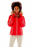 M. Miller Women's Keirsten Stretch Paneled down Jacket with Winter Fox Trim in Red - Saratoga Saddlery & International Boutiques