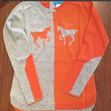 IsleField Madison Trott Cashmere Sweater in Silver & Carrot - Saratoga Saddlery & International Boutiques