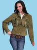 Scully Women's Fringe Leather Jacket in Olive with Beads L152 - Saratoga Saddlery & International Boutiques