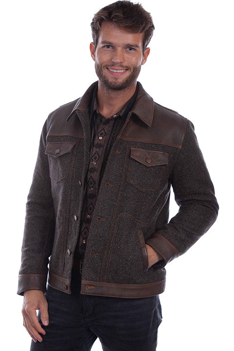 Scully Men's Tweed Jacket Leather Jacket