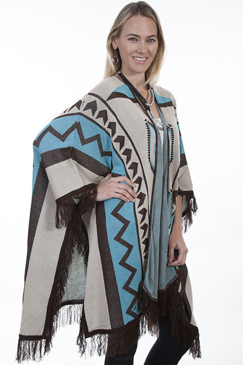 Scully Sweater Wrap with Fringe in Multi - Saratoga Saddlery & International Boutiques