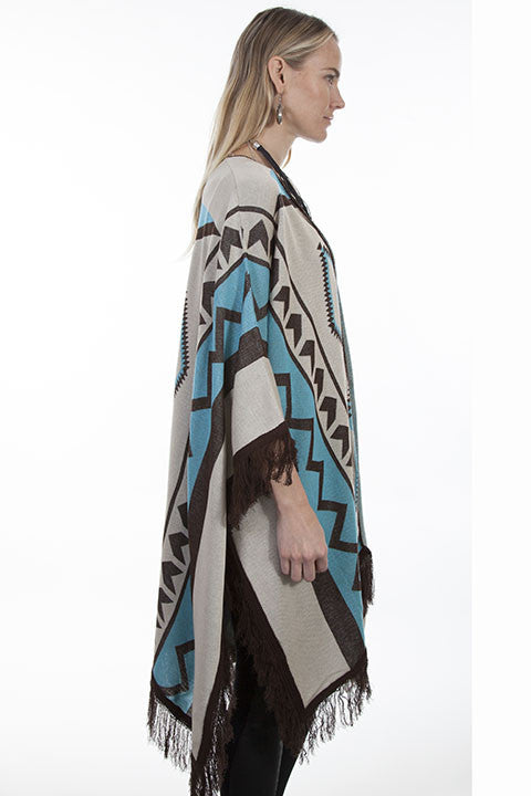 Scully Sweater Wrap with Fringe in Multi - Saratoga Saddlery & International Boutiques