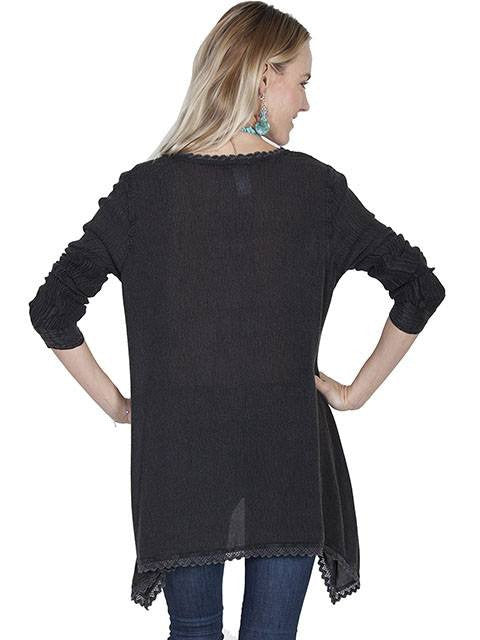 Scully Women's Shark Bite Blouse in Black - Saratoga Saddlery & International Boutiques