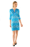 Gretchen Scott Split Neck Dress Haveli in Turquoise - Saratoga Saddlery & International Boutiques