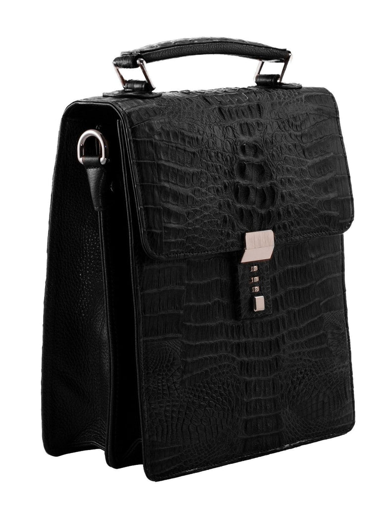 Stefano Laviano CEO Crock Leather Handbag in Black