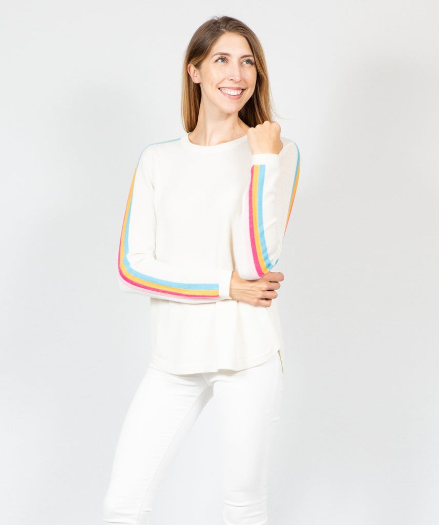 Two Bees Cashmere Surf Stripe Sweater SS21 - Saratoga Saddlery & International Boutiques