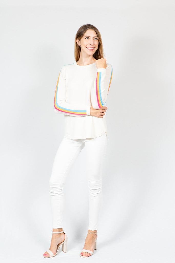Two Bees Cashmere Surf Stripe Sweater SS21 - Saratoga Saddlery & International Boutiques