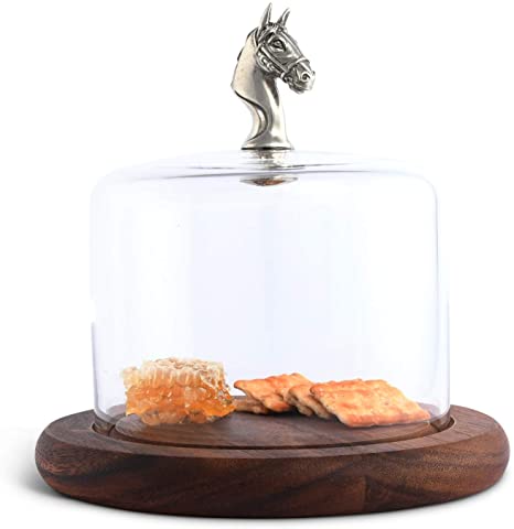 Vagabond House Equestrian Horse Glass Covered Cheese Wood Board 6.5" - Saratoga Saddlery & International Boutiques