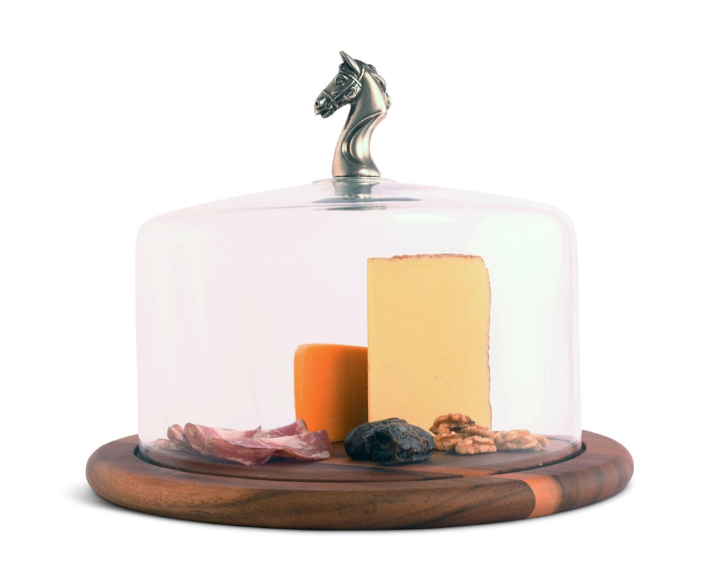 Vagabond House Equestrian Horse Glass Covered Cheese Wood Board 6.5" - Saratoga Saddlery & International Boutiques