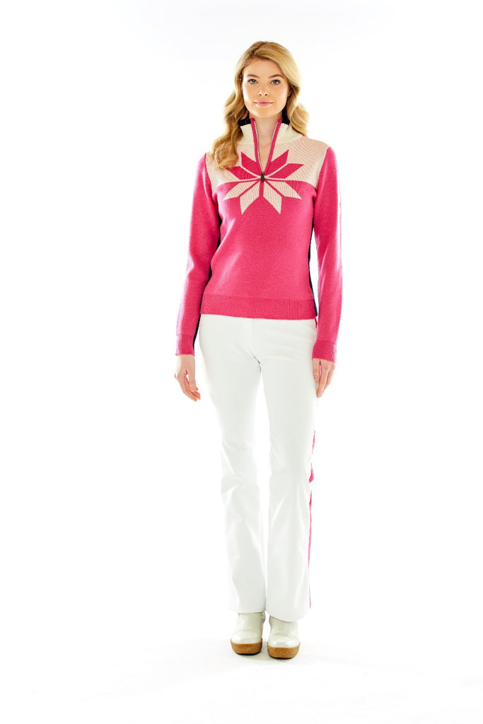 M.Miller Neige Snowflake Extra Fine Half Zip Fuchsia ON SALE - Saratoga Saddlery & International Boutiques