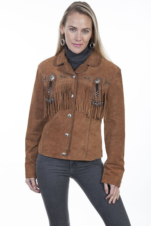 Scully Women s Boar Suede Fringe and Beaded Jacket Cinnamon Boar