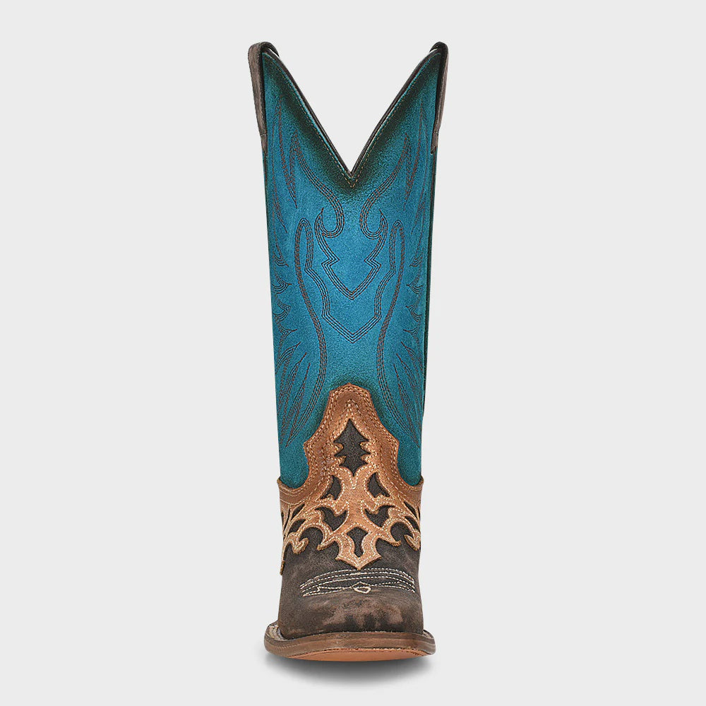 Women's Dress Brown Square Toe with Blue Shaft Z5099 ON SALE