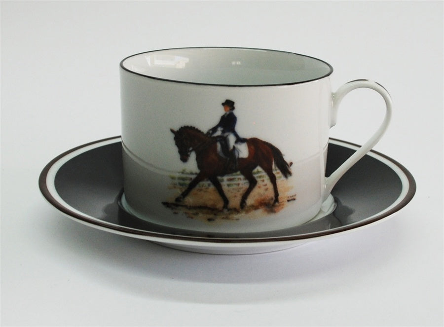 Equestrian Coffee Cup and Saucer Set DRESSAGE Horse - Saratoga Saddlery & International Boutiques