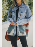 Aztec Womens Jeans Denim Jacket Shacket