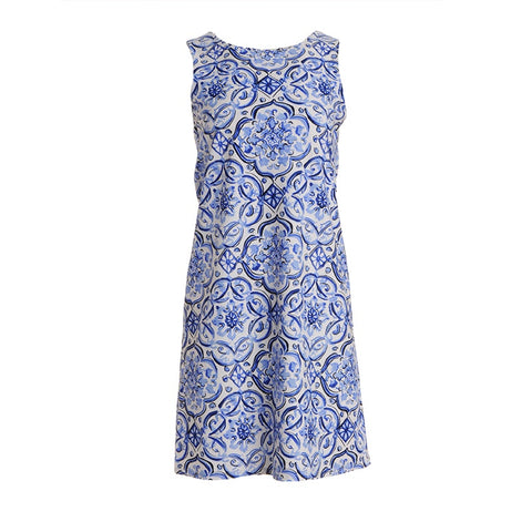 Jude Connally Womens Beth Dress in Mosaic Tile Periwinkle