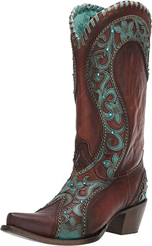 Corral C2910 Tan Multi Color Crystal Pattern and Fringe Boot
