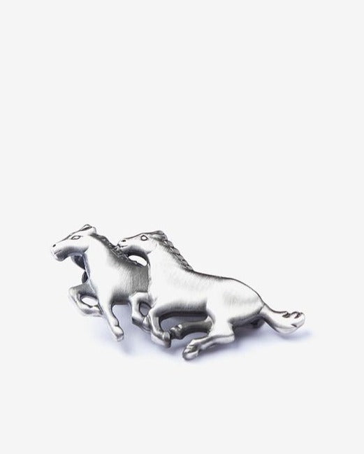 Alynn Wild Horses Tie Bar - Antiqued Silver Metal - Saratoga Saddlery & International Boutiques