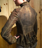 Artico Gringolino Ruffle Leather Jacket Olive - Saratoga Saddlery & International Boutiques