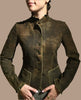 Artico Gringolino Ruffle Leather Jacket Olive - Saratoga Saddlery & International Boutiques