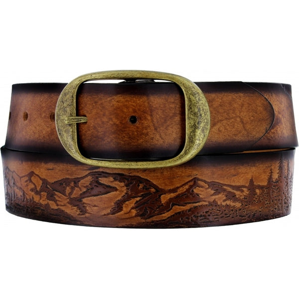 Brighton Justin Eagle & Sun Etching Belt - Saratoga Saddlery & International Boutiques