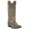 Corral Women's E1623 Straw Laser Inlay & Studs Square Toe Cowboy Boot SS21 - Saratoga Saddlery & International Boutiques
