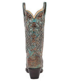 Corral Women's Bronce Turquoise Glitter Inlay Cowboy Boot R1255 - Saratoga Saddlery & International Boutiques