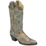 Corral Women's Bronce Turquoise Glitter Inlay Cowboy Boot R1255 - Saratoga Saddlery & International Boutiques