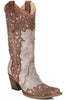 Corral Women's Laser Overlay Boot in Cognac A2665