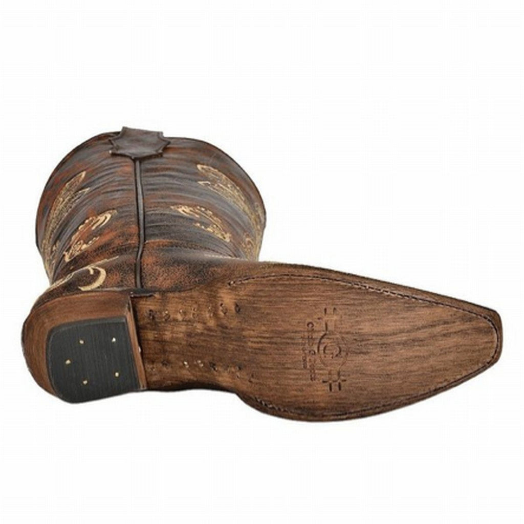Corral ladies distressed sales brown with bone embroidery