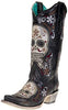 Corral Women's E1587 BLACK / WHITE SKULL OVERLAY & EMBROIDERY & STUDS - Saratoga Saddlery & International Boutiques