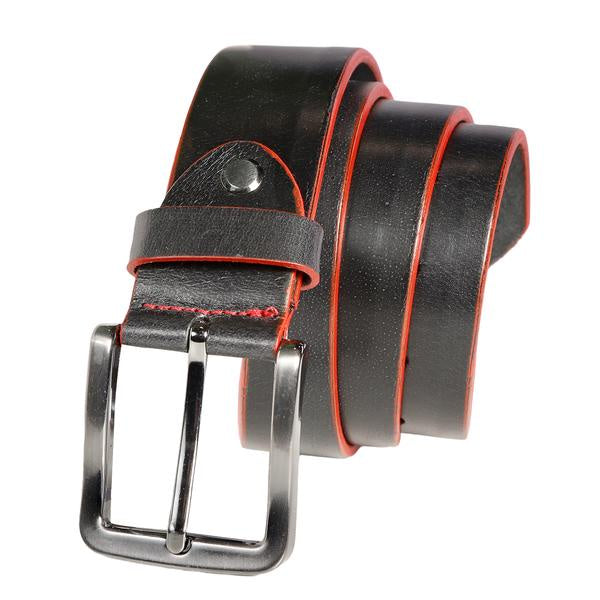 7 Downie Street Men's Black Belt with Red 230920 - Saratoga Saddlery & International Boutiques