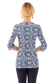 Gretchen Scott Jersey Split Neck Tunic Piazza in Navy - Saratoga Saddlery & International Boutiques