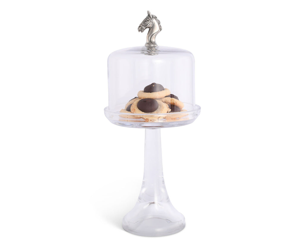 Vagabond House Equestrian Glass Covered Cake Tall Stand 13" H445THH - Saratoga Saddlery & International Boutiques