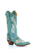 Corral Women's R1973 DISC FW20 Turquoise Blue Cortez Cowboy boot - Saratoga Saddlery & International Boutiques