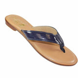 Eliza B Navy Patent Leather Sandal on Classic Leather Sole - Saratoga Saddlery & International Boutiques