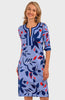 Gretchen Scott Jersey Split Neck Dress - Full Bloom Periwinkle SS23