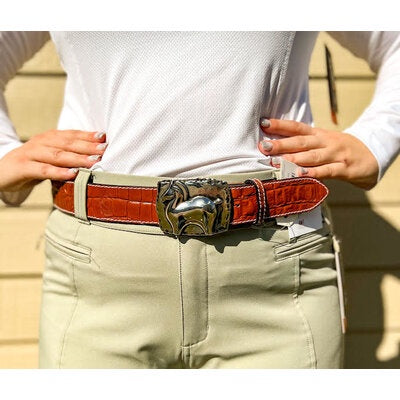 Lilo Dala Leather Belt Natural Croc with Bonze 1.5"  Belt